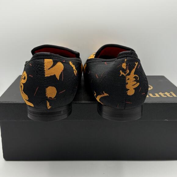 Merlutti Men’s Handmade Smoking Slipper Prom Wedding Shoes Gold Abstract Size 10 - Picture 5 of 16